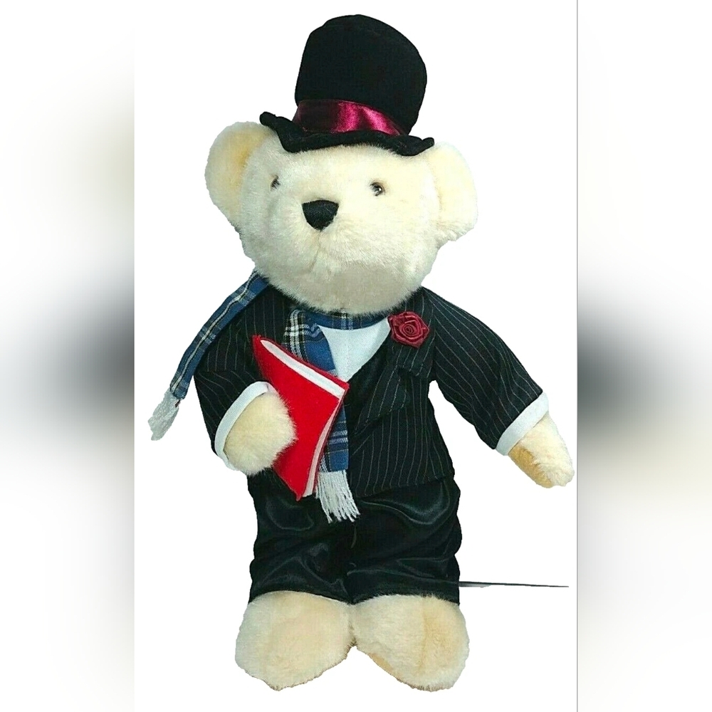 Cherished Teddies Preacher in suit, hat scarf, red book Teddy Bear Plush 18" - Picture 3 of 8